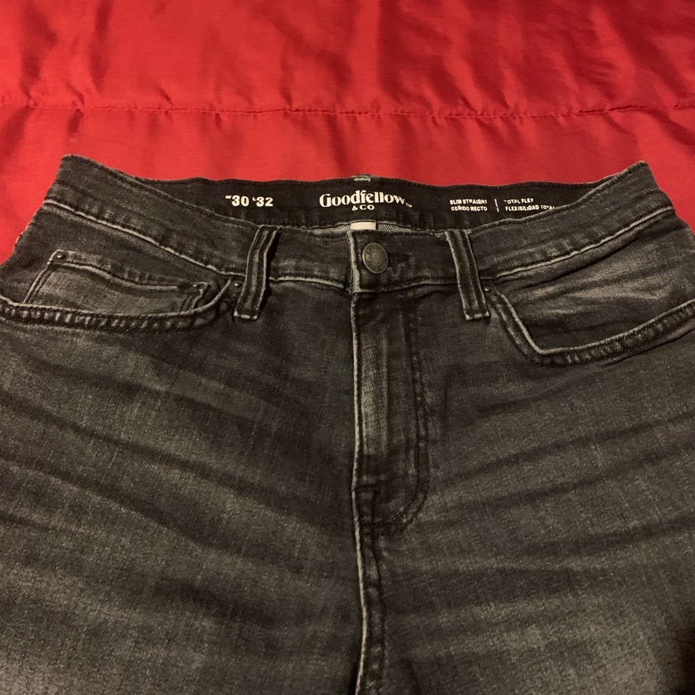 Goodfellow mens slim straight (used ). Black jeans total flex
